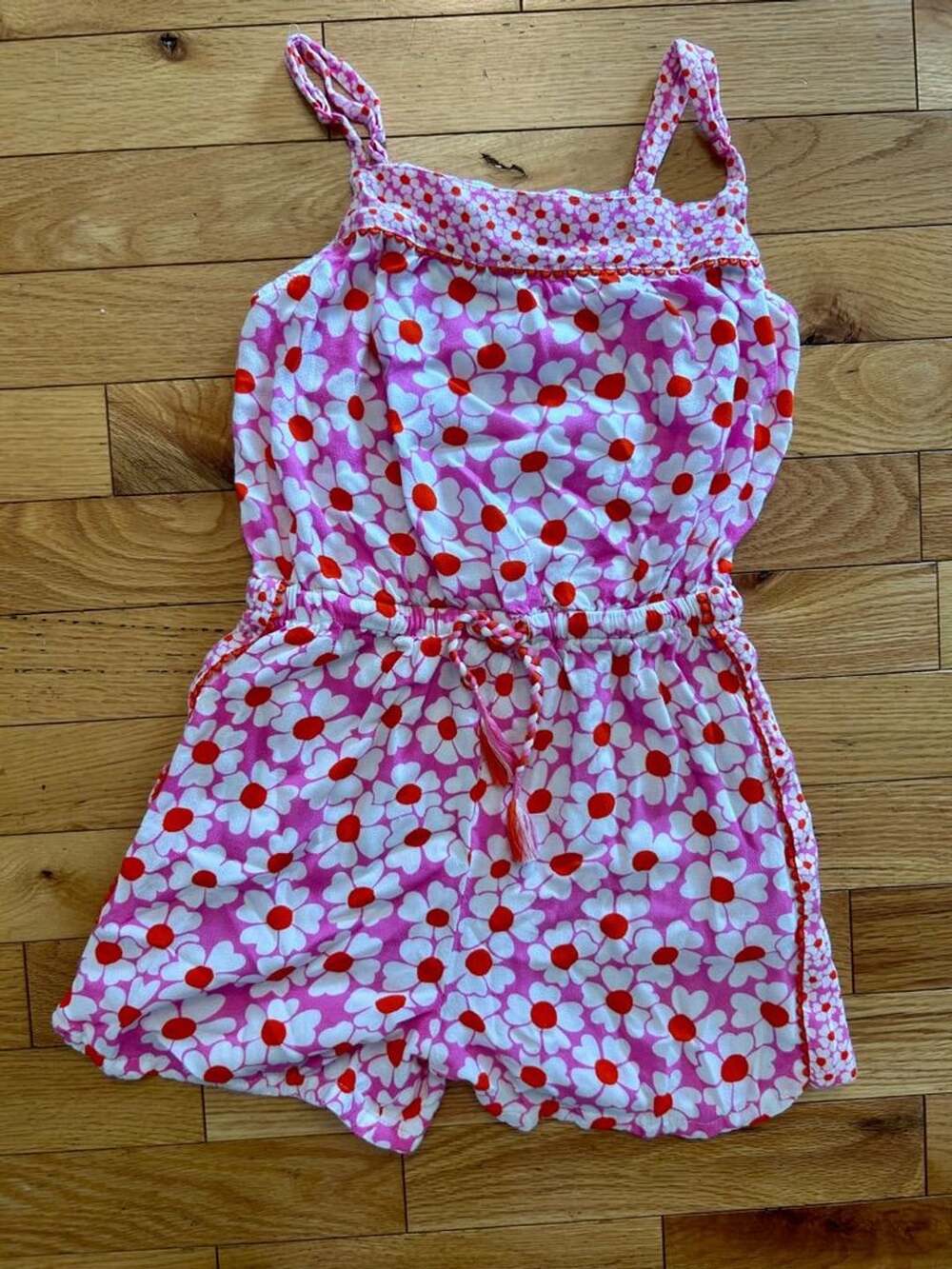 Boden Floral Romper Pink Orange White